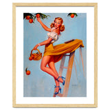 Pinup Sexy Woman Picking Oranges On A Tree Branch thumbnail