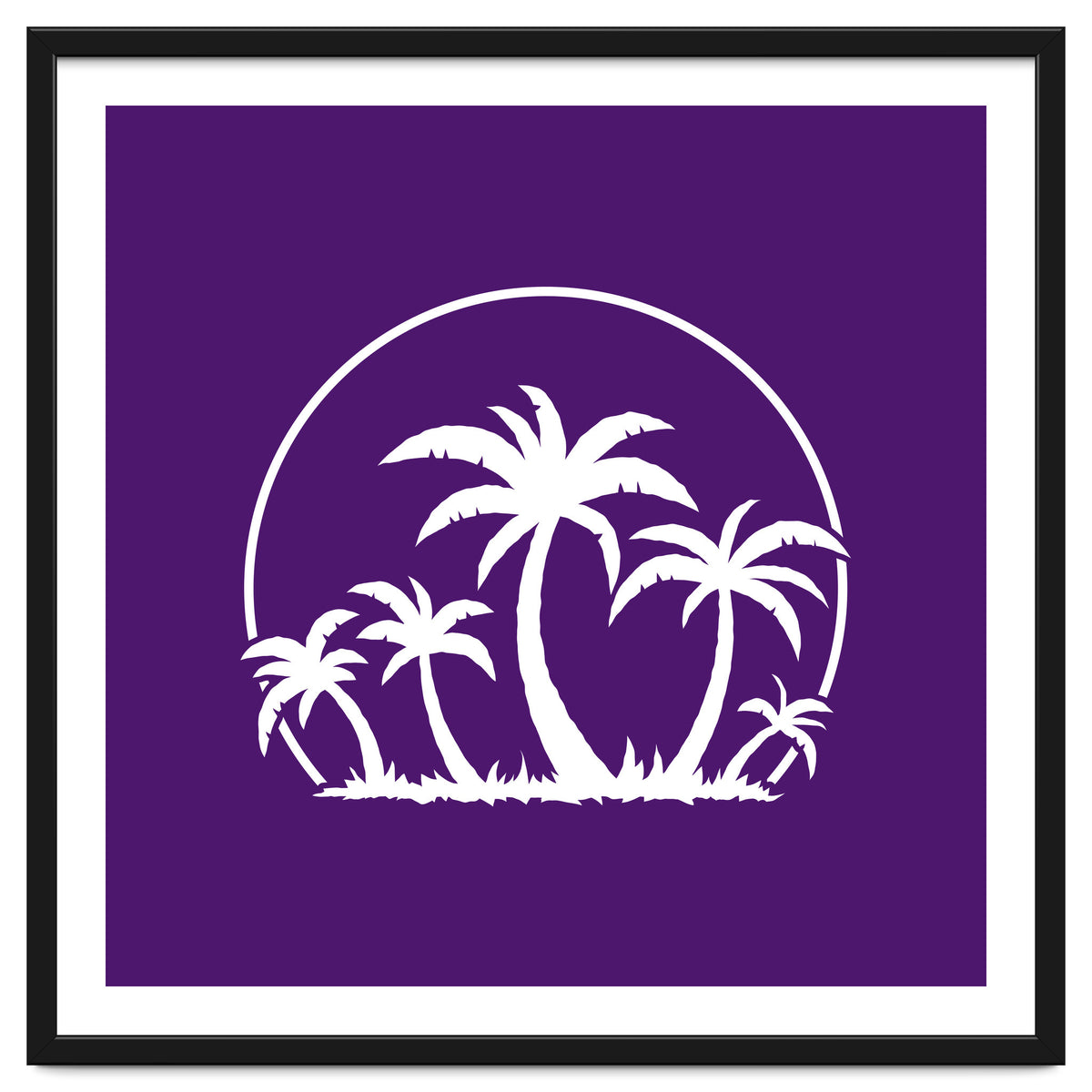 Palm Trees And Sunset in White