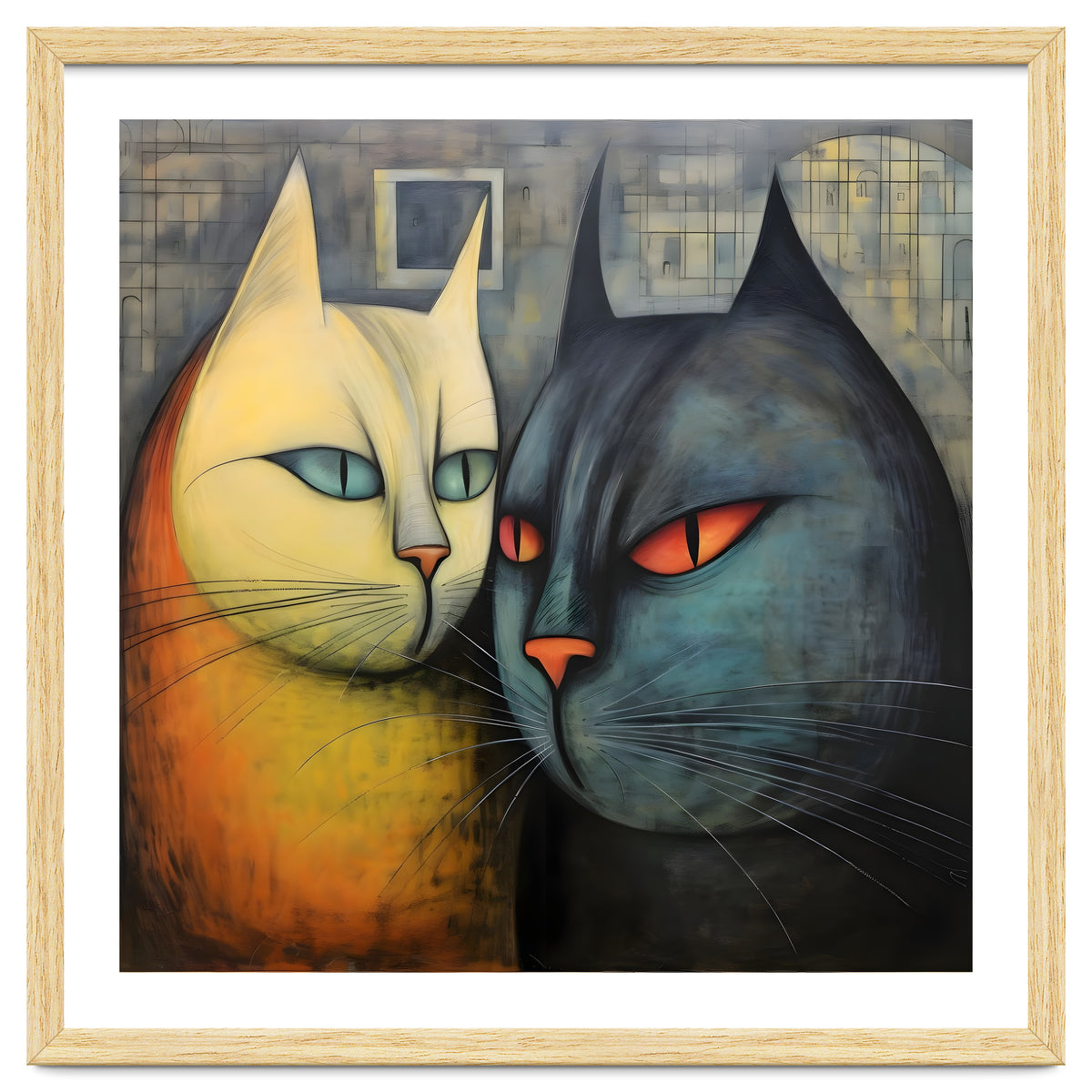 FURRY FRIENDS: GOLDIE AND CHARCOAL, lively duo of animated cats – green eyes, orange eyes. Whiskers charm.