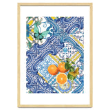 Mediterranean blue tiles, butterflies and citrus fruit thumbnail