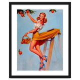 Pinup Sexy Woman Picking Oranges On A Tree Branch thumbnail