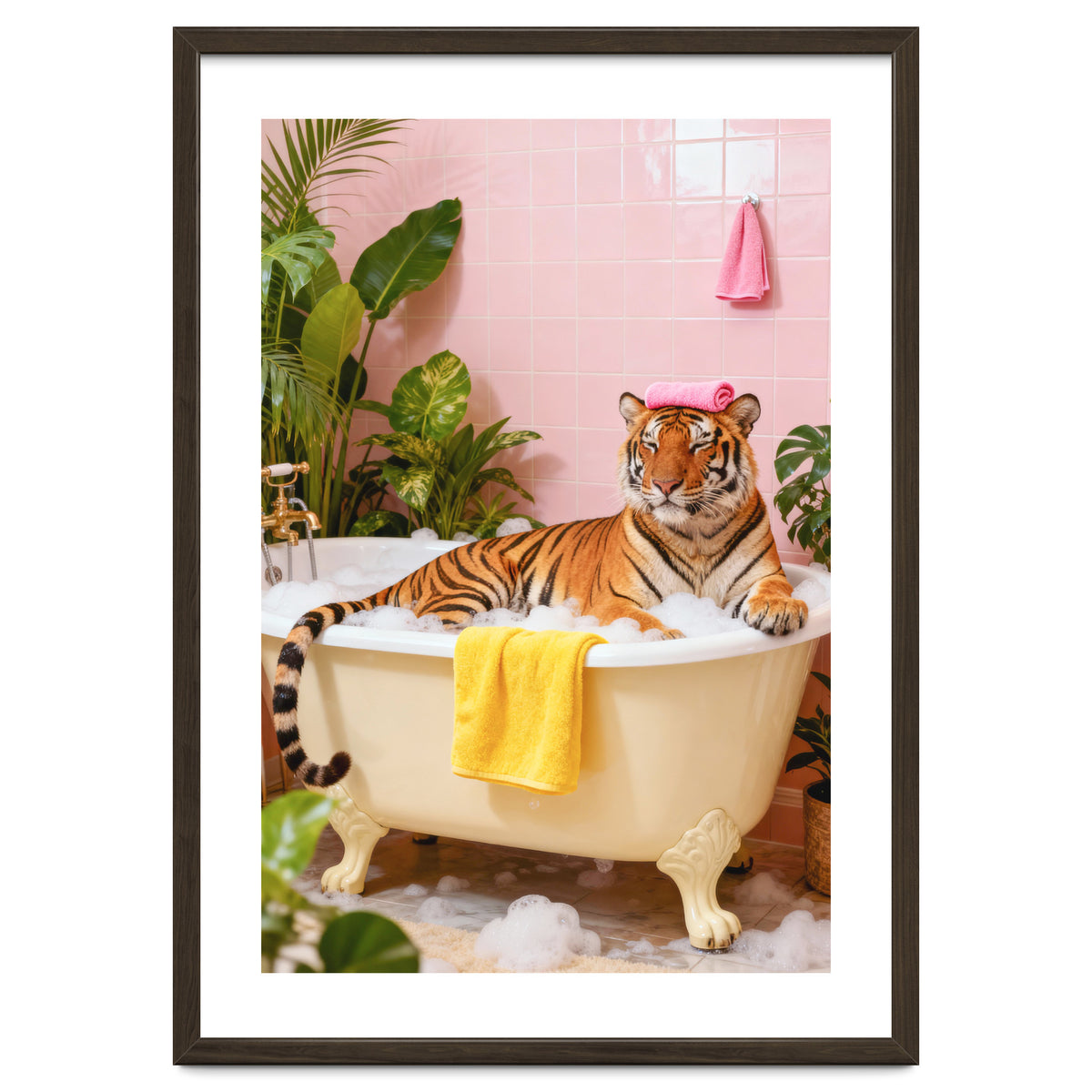 Leopard in Bathtub, Surreal Bathroom Scene