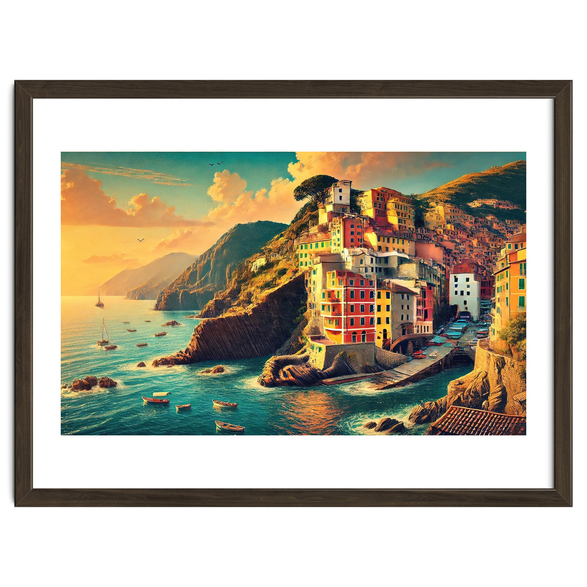 Vintage Cinque Terre Poster, Italy
