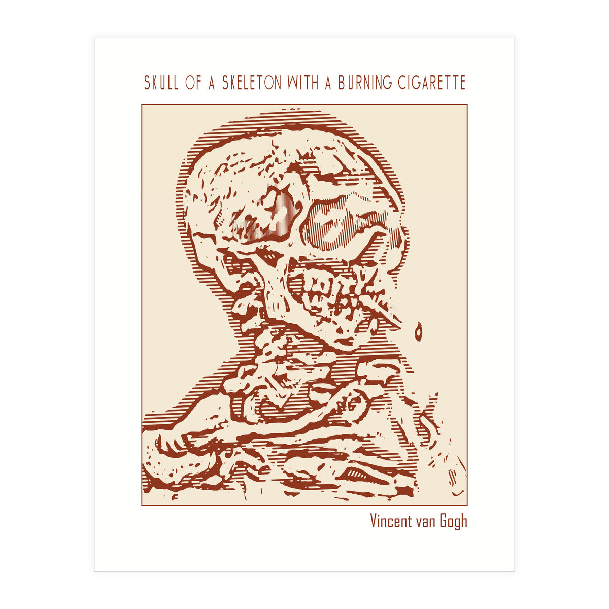 Skull Of A Skeleton With A Burning Cigarette (Print Only)