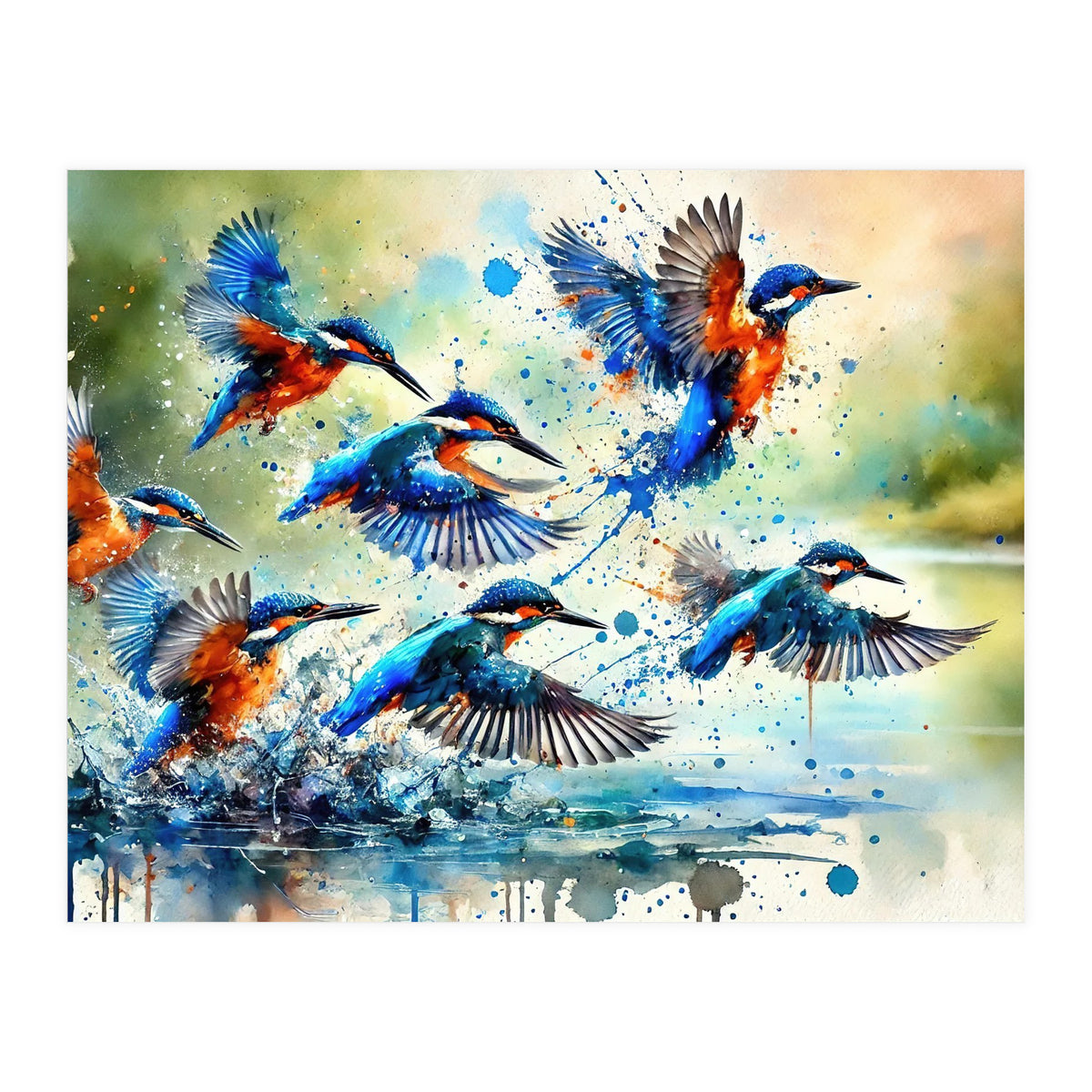 Kingfishers In Flight (Print Only)