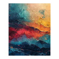 Abstract Textured Mountain Landscape (Print Only)