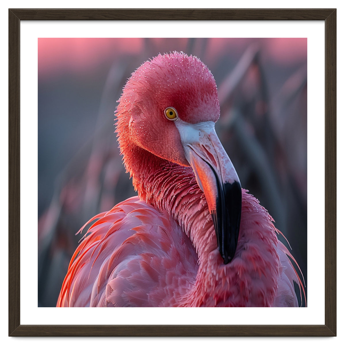 Pink Flamingo Bird Close Up Portrait