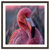 Pink Flamingo Bird Close Up Portrait