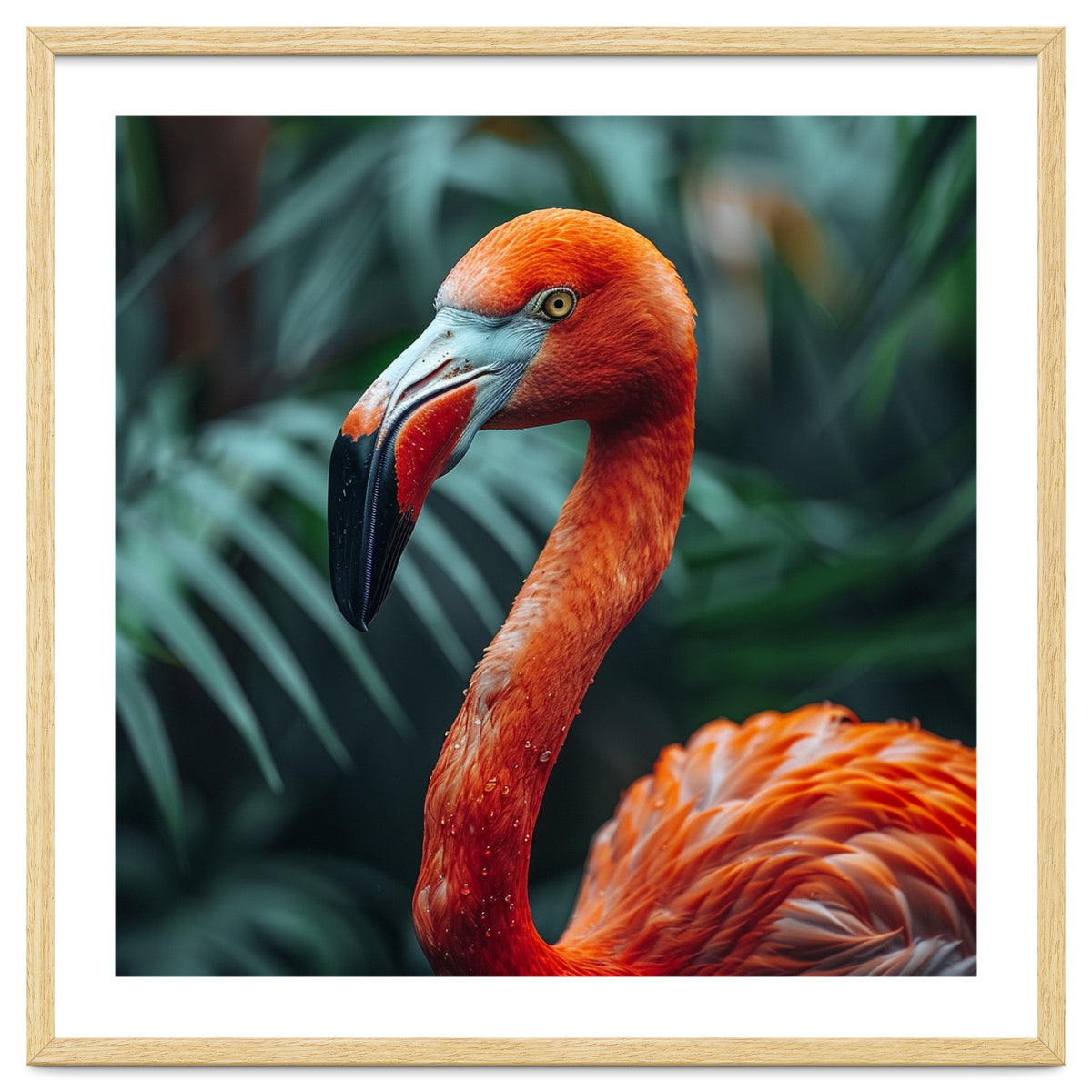 Close Up Of A Vibrant Orange Flamingo Bird