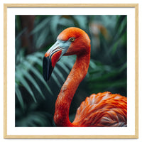 Close Up Of A Vibrant Orange Flamingo Bird