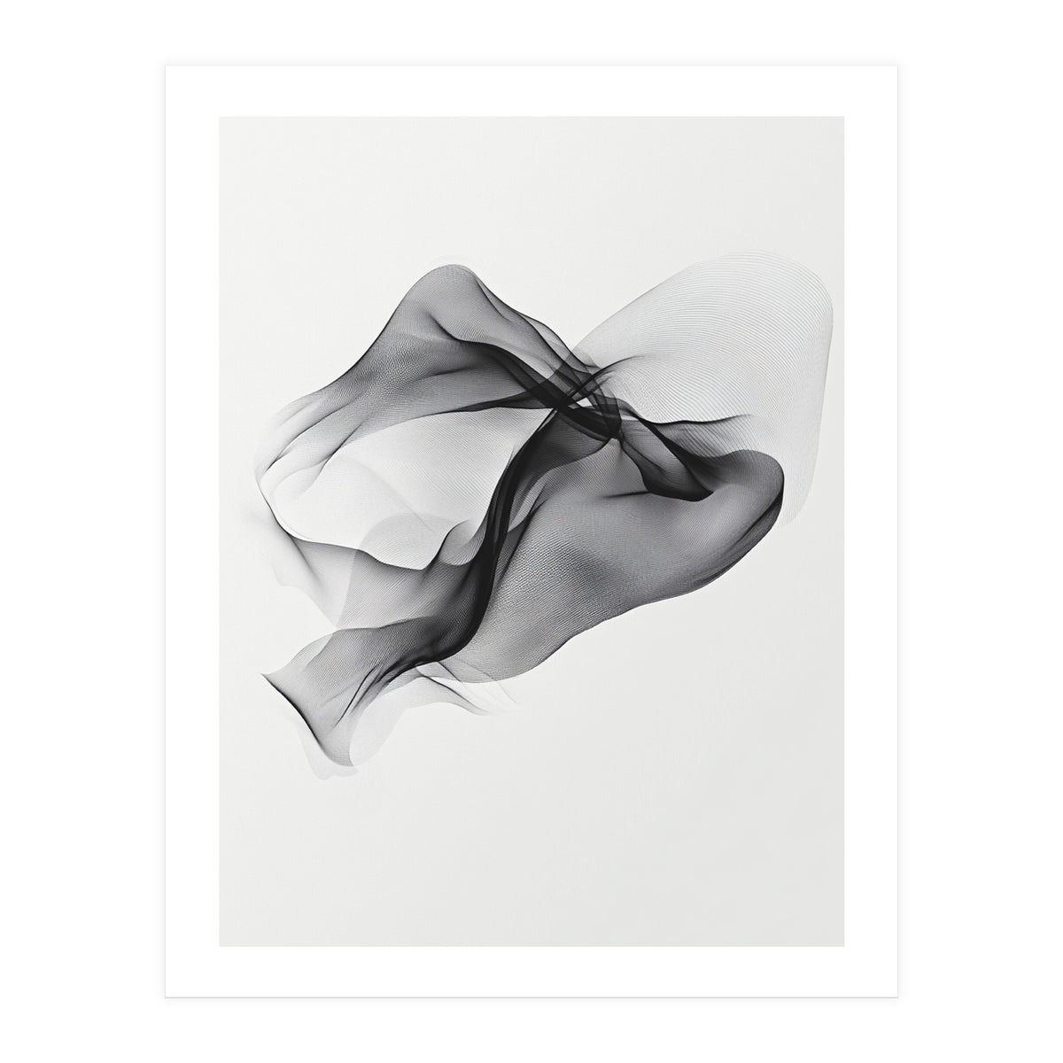 Abstract Black Flowing Fabric Wave (Print Only)