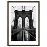 Brooklyn Bridge Black and White, Moody NYC Architecture, Rainy Urban Photography thumbnail