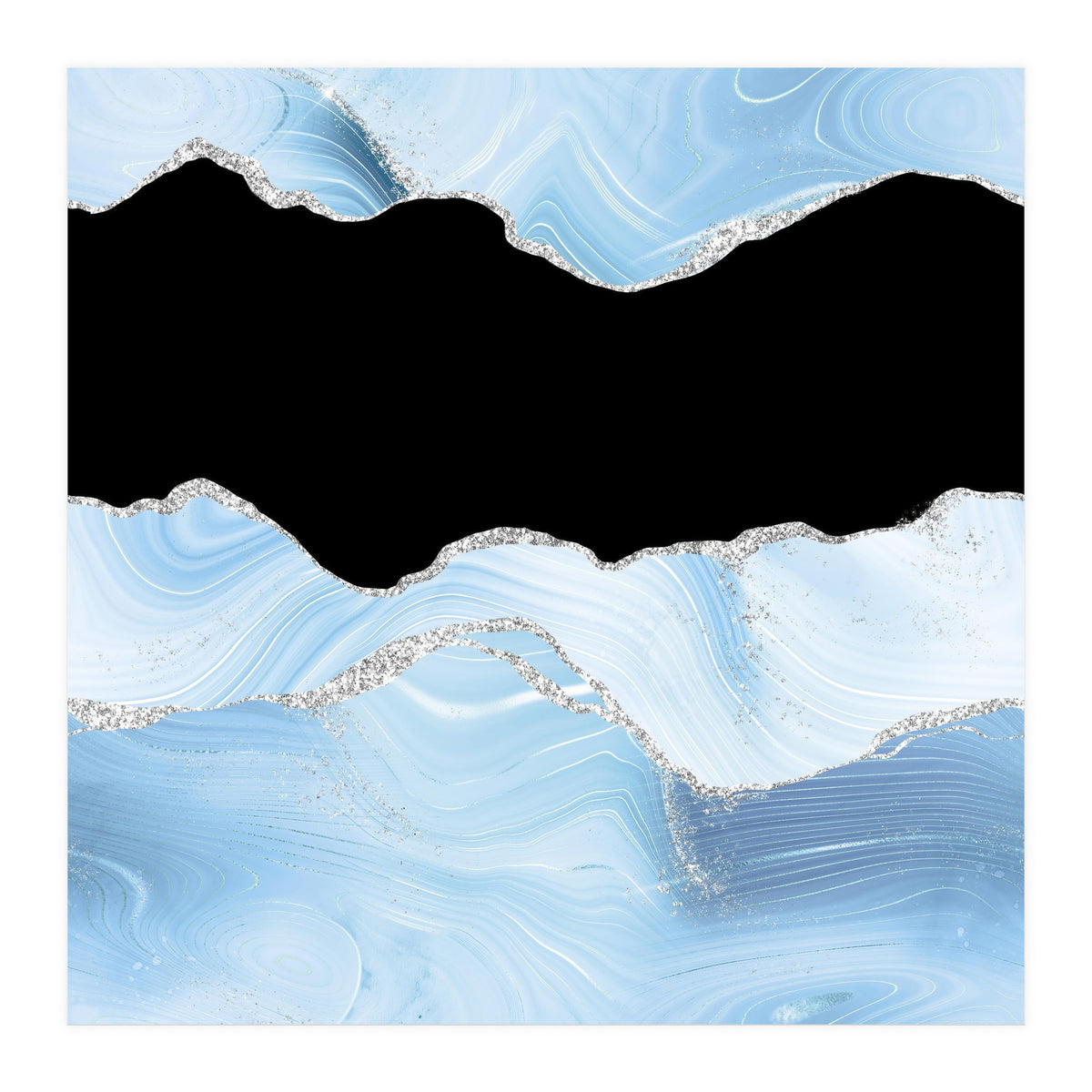 Blue & Silver Agate Glitter Texture 03 (Print Only)