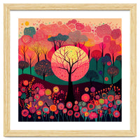 Folk Sunset Forest In Bloom