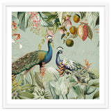 Vintage Exotic Asian Peacocks In Tropical Jungle Landscape thumbnail