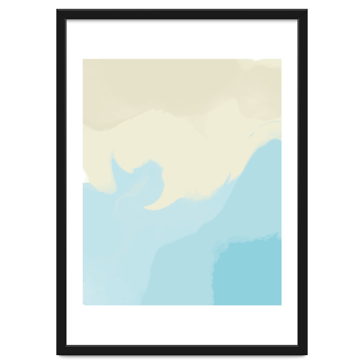 Mellow, Abstract Powder Blue Pastel Pearl Painting, Modern Simple Minimal Waves