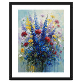Vibrant Blue Delphinium and Red Rose Heavy Impasto Oil Painting thumbnail