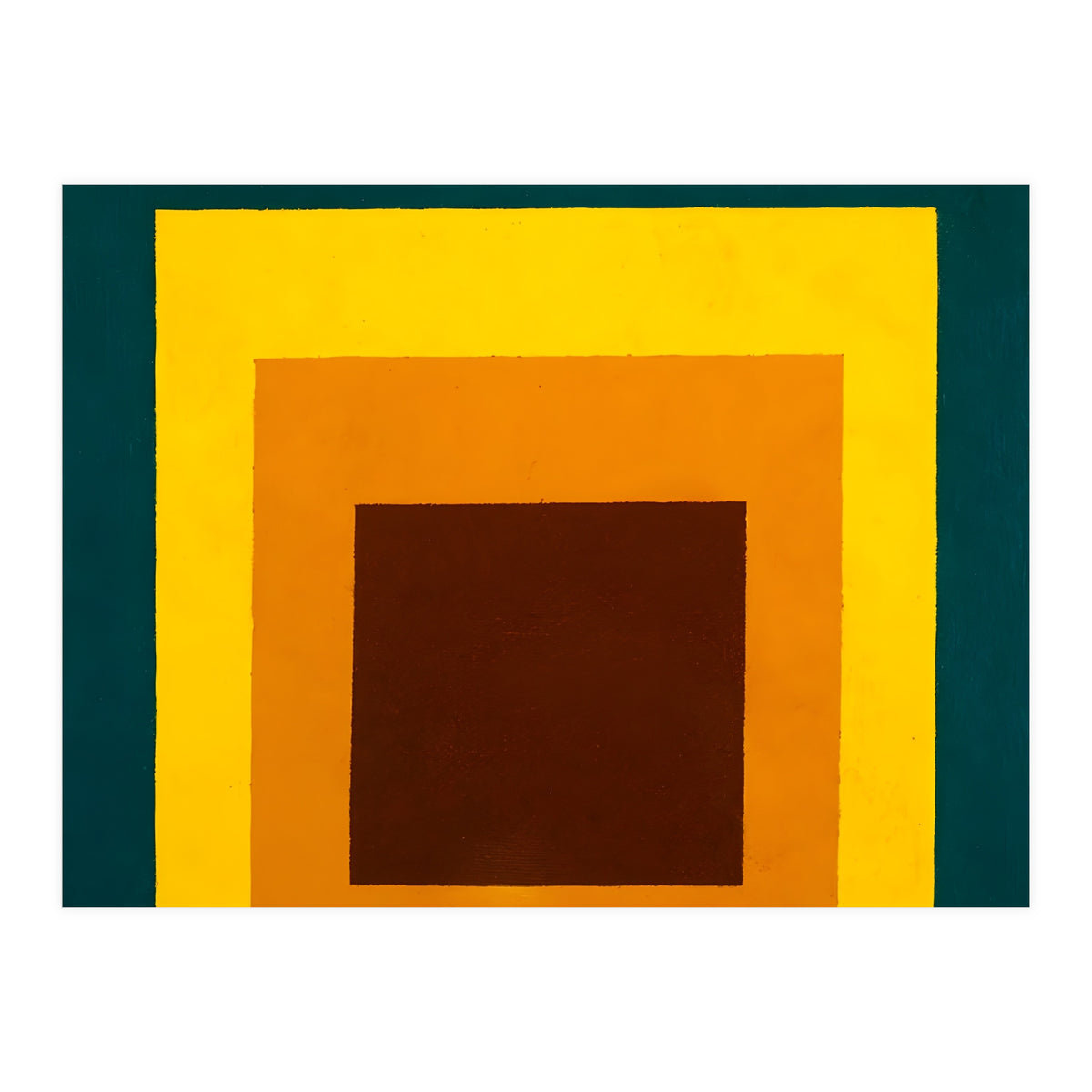 JOSEF ALBERS - HOMAGE TO THE SQUARE DARK GREEN YELLOW ORANGE BROWN  (Print Only)