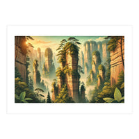 Vintage China, Zhangjiajie Stone Pillars Poster (Print Only)