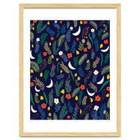 Moon Garden, Vintage Botanical Nature Plants, Bohemian Forest Jungle Pattern, Colorful Eclectic Tropical