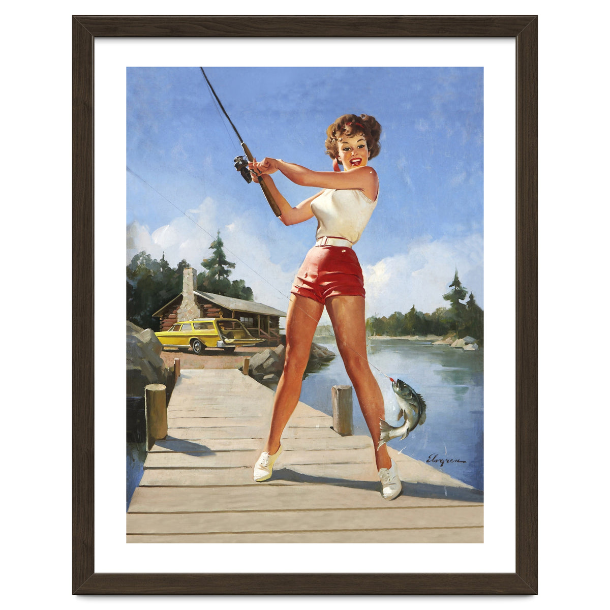 Pinup Fishing Girl With Her Catch