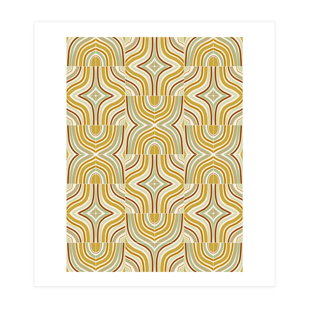 Ochre Retro Marbled Tiles (Print Only)