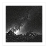 Starlit Mountain Majesty: Detailed Monochrome Milky Way (Print Only) thumbnail