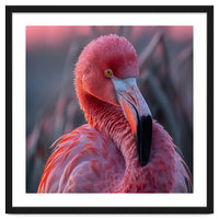 Pink Flamingo Bird Close Up Portrait