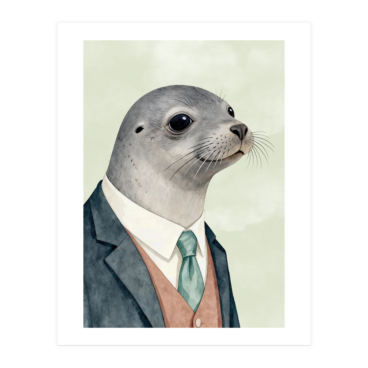 Seal Animal In A Suit  (Print Only)