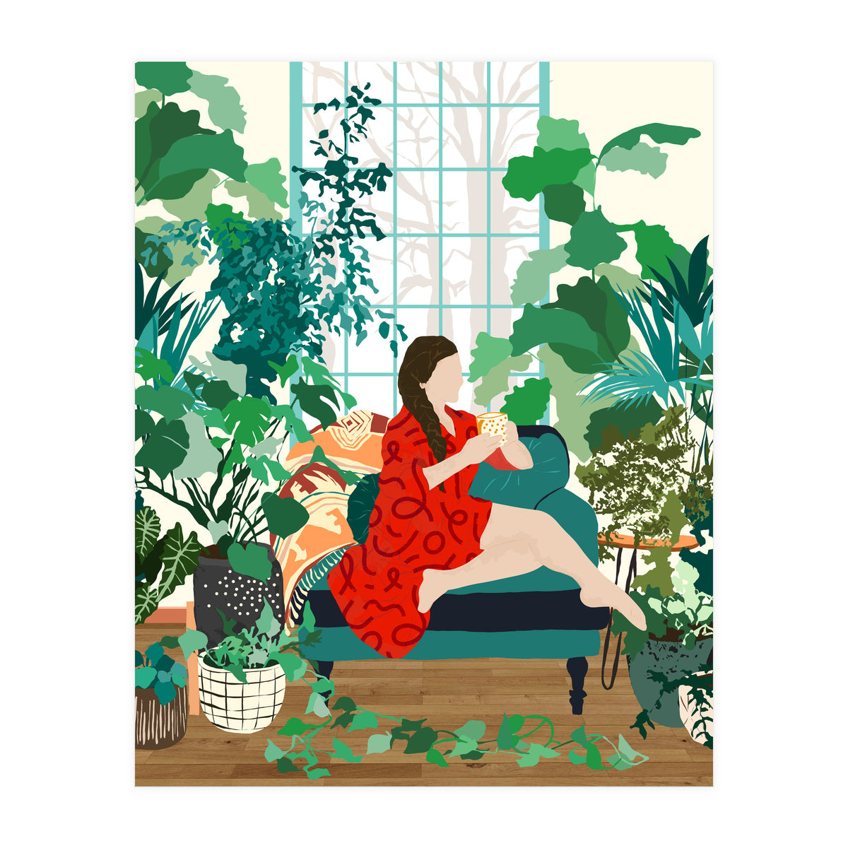 Introspection, Urban Jungle Bohemian Decor Plants, Self Care Plant Lady, Self Love Retrospection Analyse Positivity Mindset Fashion (Print Only)