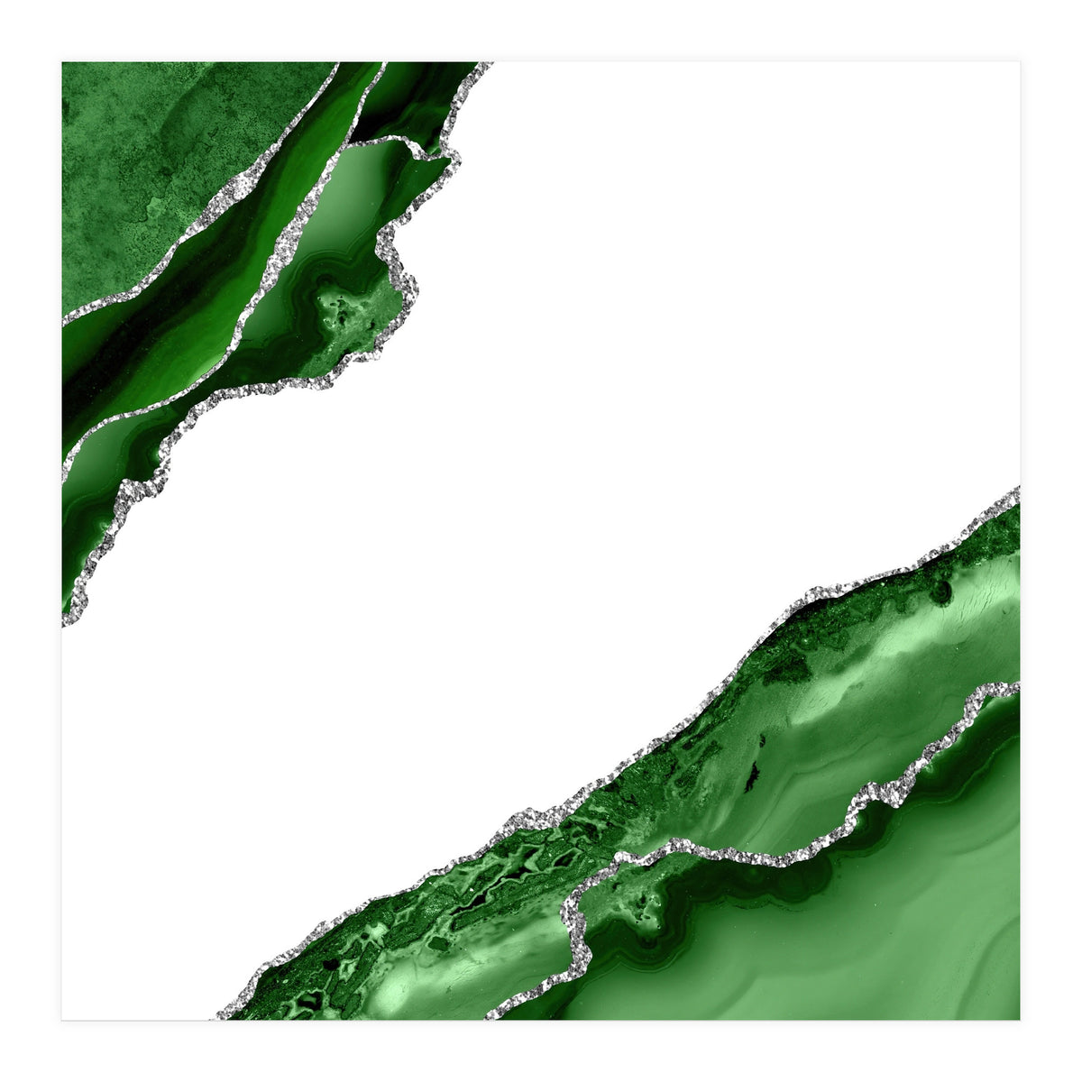 Green & Silver Agate Texture 13 (Print Only)