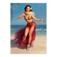 Pinup Girl In Hawaiian Costume (Print Only)