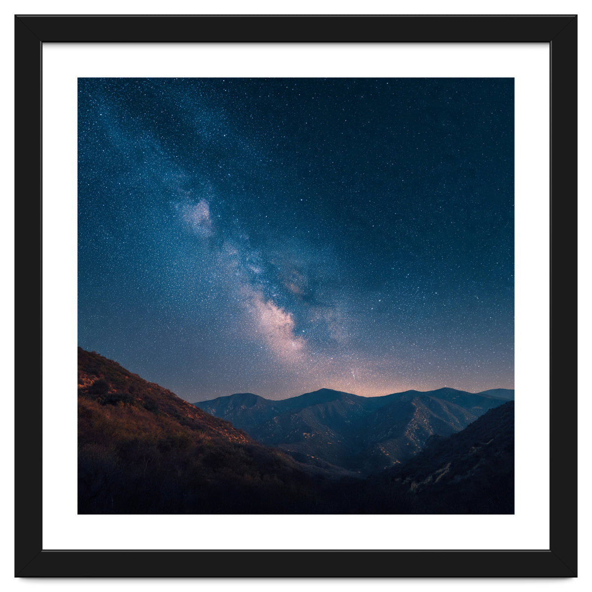 Majestic Milky Way Galaxy over Serene Mountain Range Night Landscape Illustration