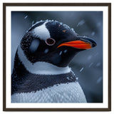 Close Up Penguin Portrait In Snowy Weather thumbnail