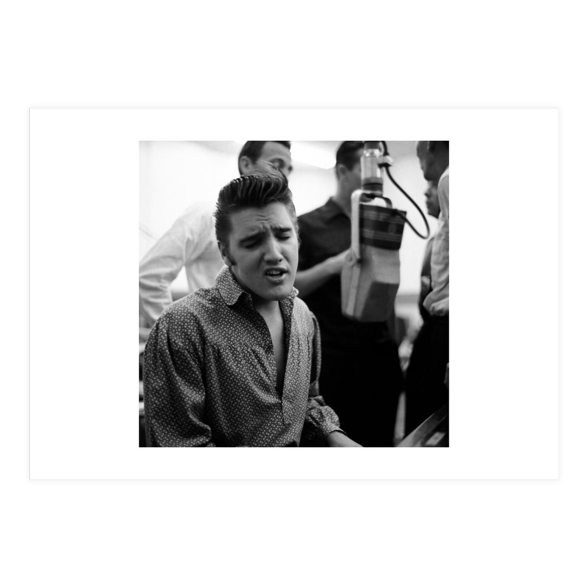 The American singer Elvis Presley during a recording session in 1956. (Print Only)