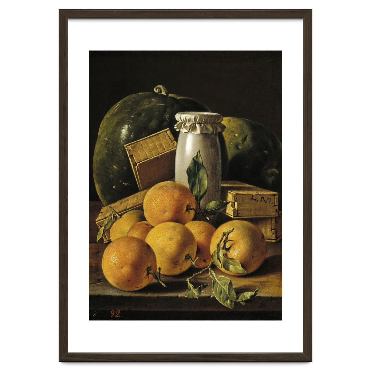 Luis Egidio Meléndez / 'Still Life of Oranges, Watermelon, a Pot, and Boxes of Cake', ca.  1760.