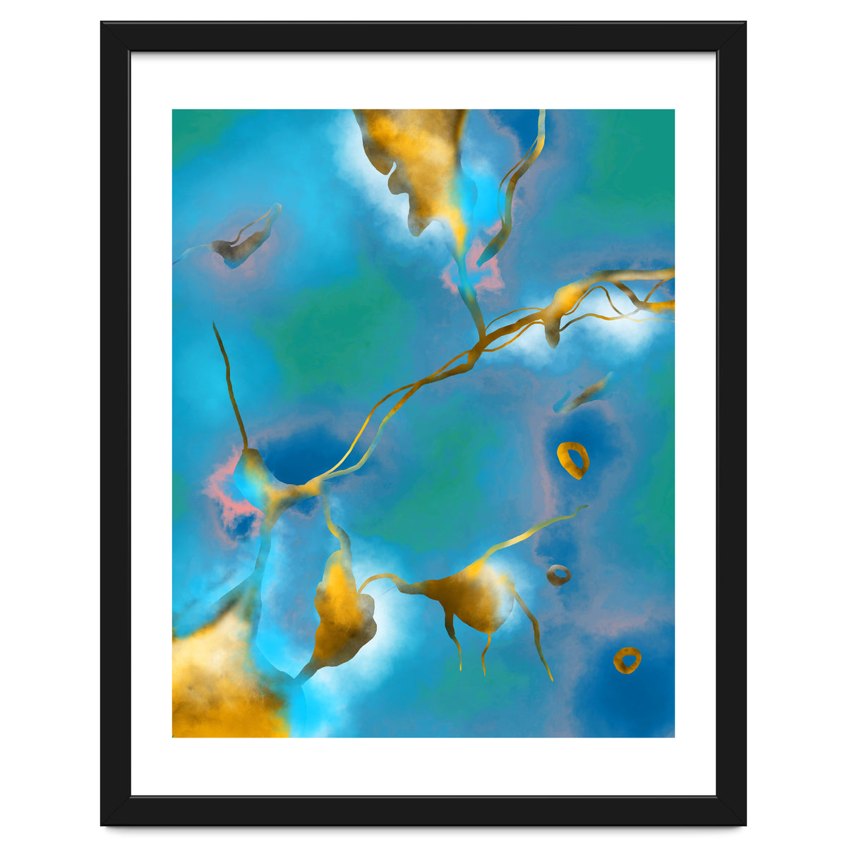 In My Veins, Abstract Marble Gold Texture, Eclectic Painting Resin Bohemian, Contemporary Luxe Chic Luxury