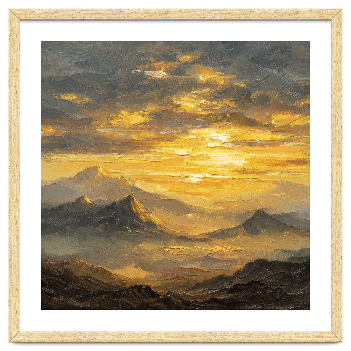 Vibrant Golden Hour Horizon Over Distant Mountain Ridges