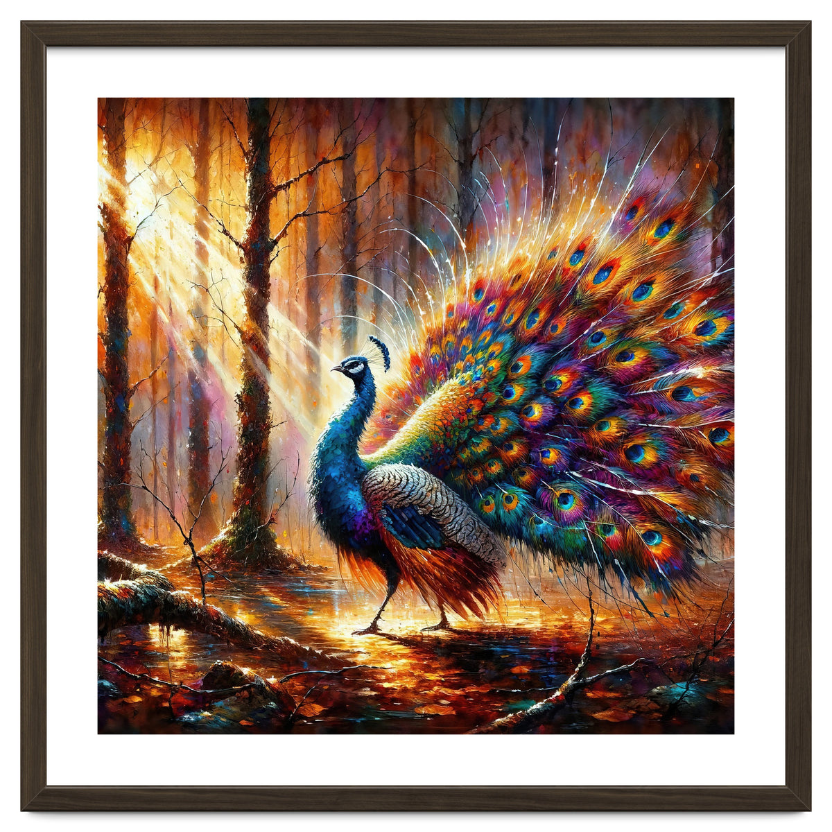 Majestic Peacock In Enchanted Forest