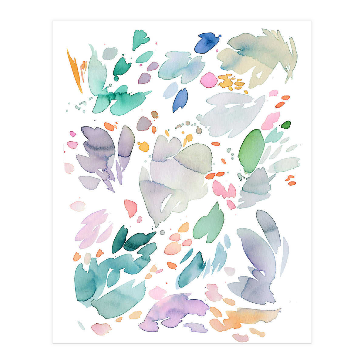 Abstract Watercolor Summer Flowers II (Print Only)
