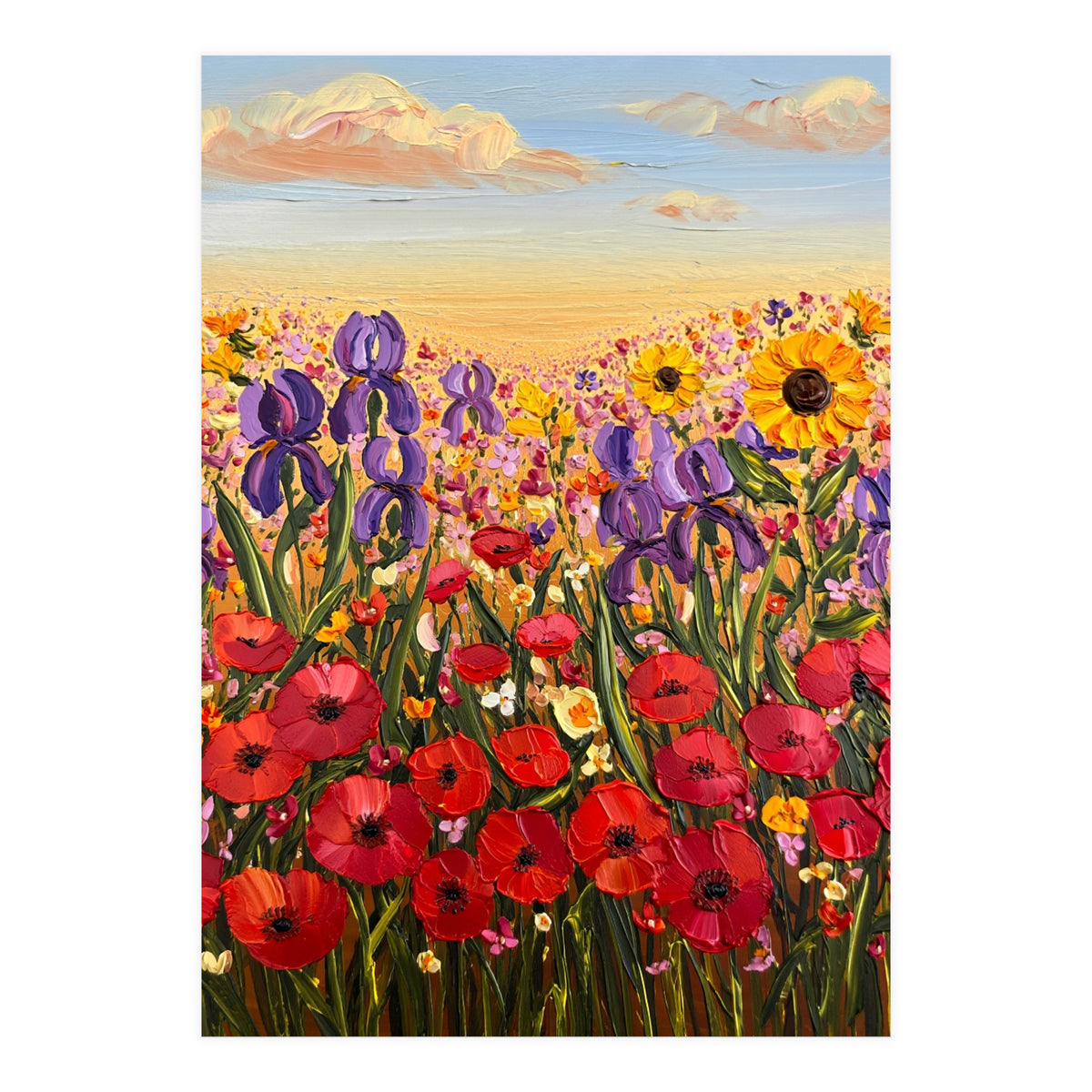Vibrant Wildflower Field Oil Painting (Print Only)