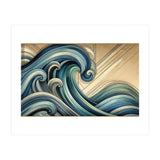 Art Deco Blue Ocean Waves (Print Only) thumbnail