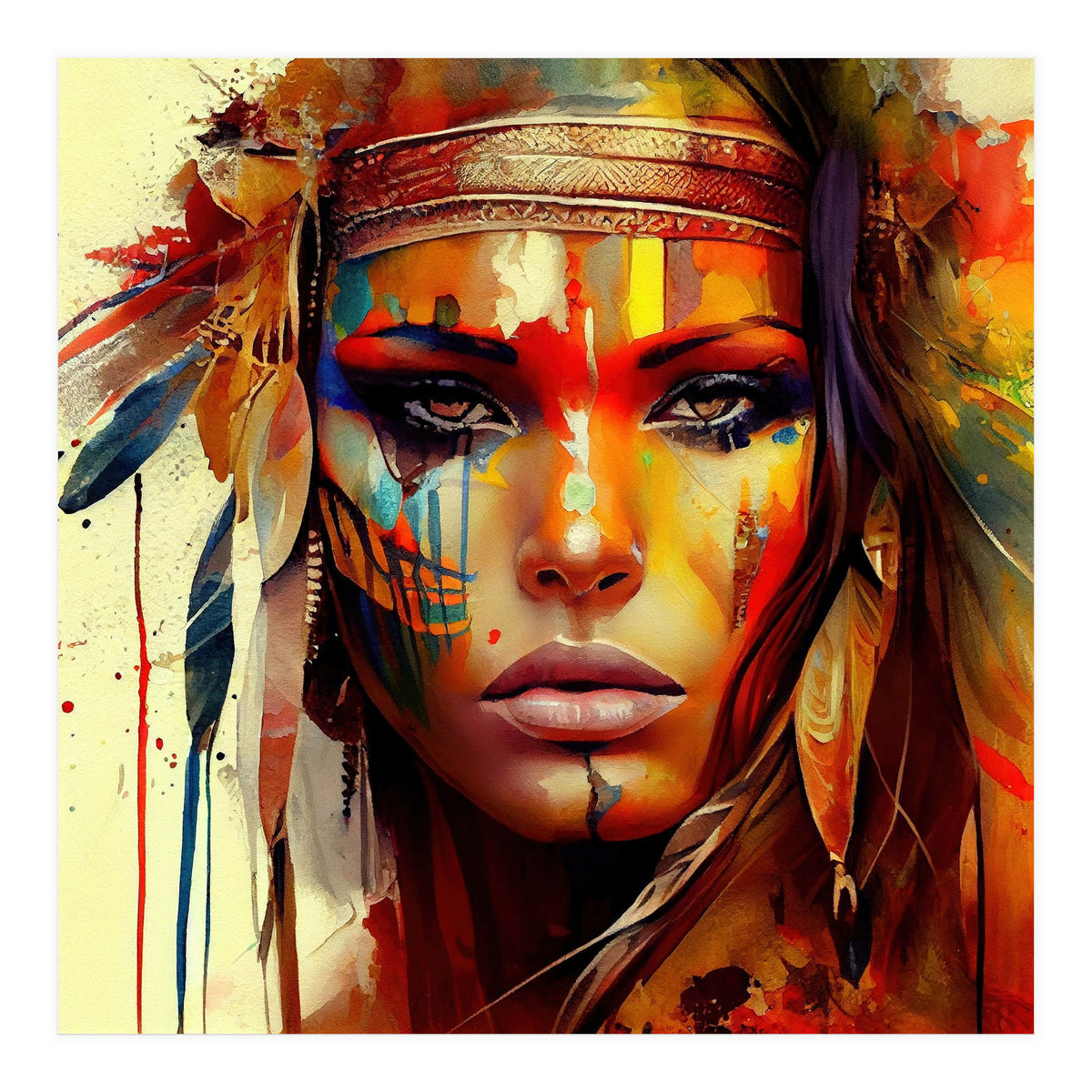 Powerful American Native Woman #6 (Print Only)