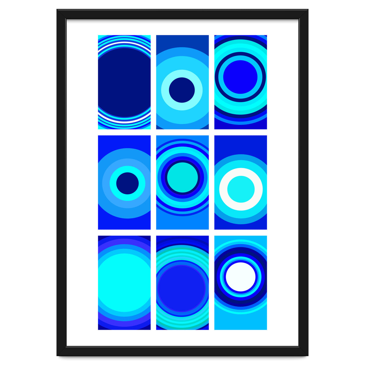 Circles & Rectangles Alt Blue 3 X 3: 1
