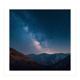 Majestic Milky Way Galaxy over Serene Mountain Range Night Landscape Illustration (Print Only) thumbnail