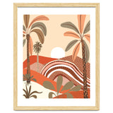 Epiphany, Pastel Rustic Sunrise Sunset, Bohemian Nature Landscape Illustration, Mountains Adventure Palm Trees thumbnail
