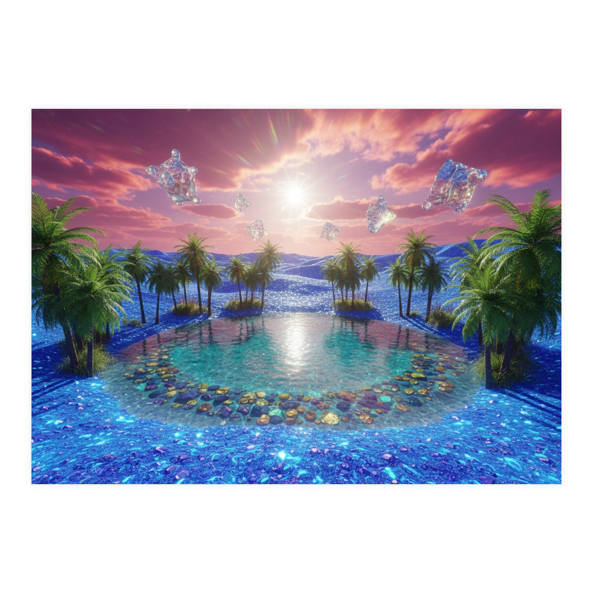 Oasis of Dreams: Surreal Tropical Landscape (Print Only)