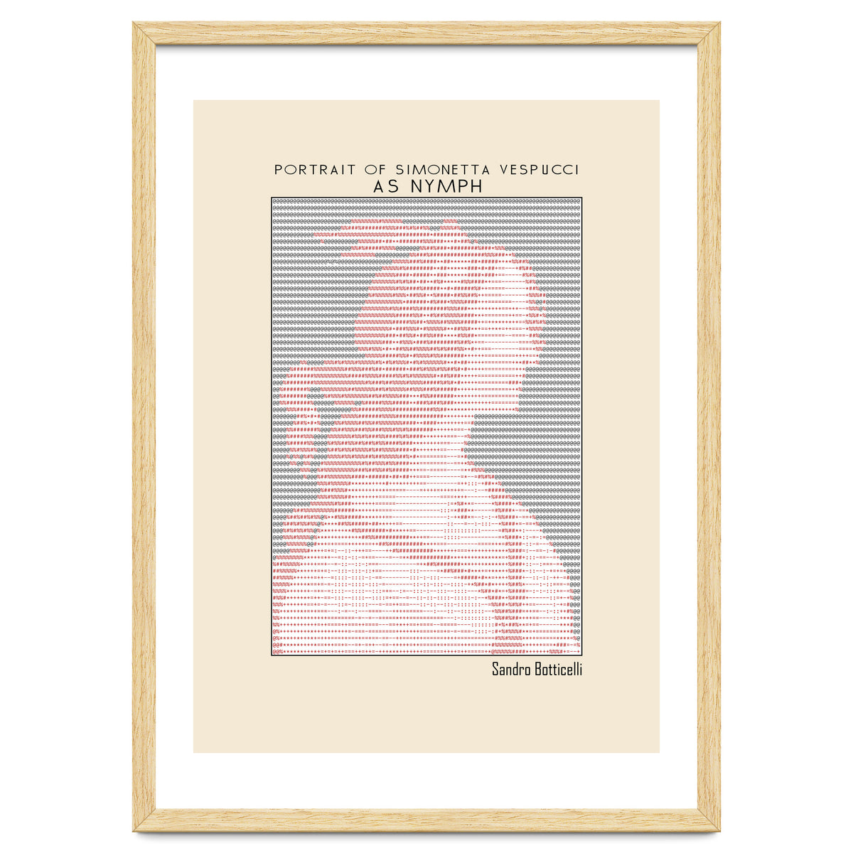 Portrait of Simonetta Vespucci as Nymph – Sandro Botticelli (ascii art)