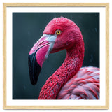 Close Up Pink Flamingo In Rain Drops thumbnail
