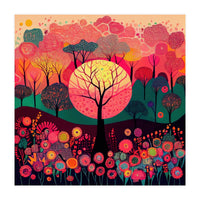Folk Sunset Forest In Bloom (Print Only)
